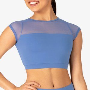 Baltogs - Women's Mesh Insert Short Sleeve Dance Crop Top